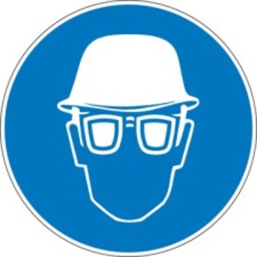 Piktogramm 263 - rund - "Helm und Augenschutz benutzen"